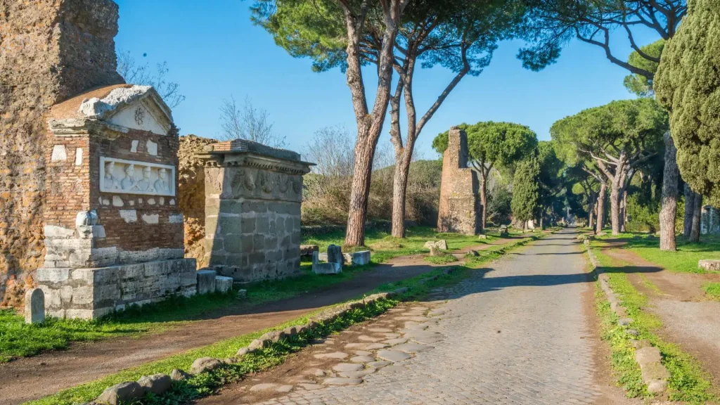 Burial monuments along the Appian Way outside Rome. Each serves as a Memento Mori to those passing by.
